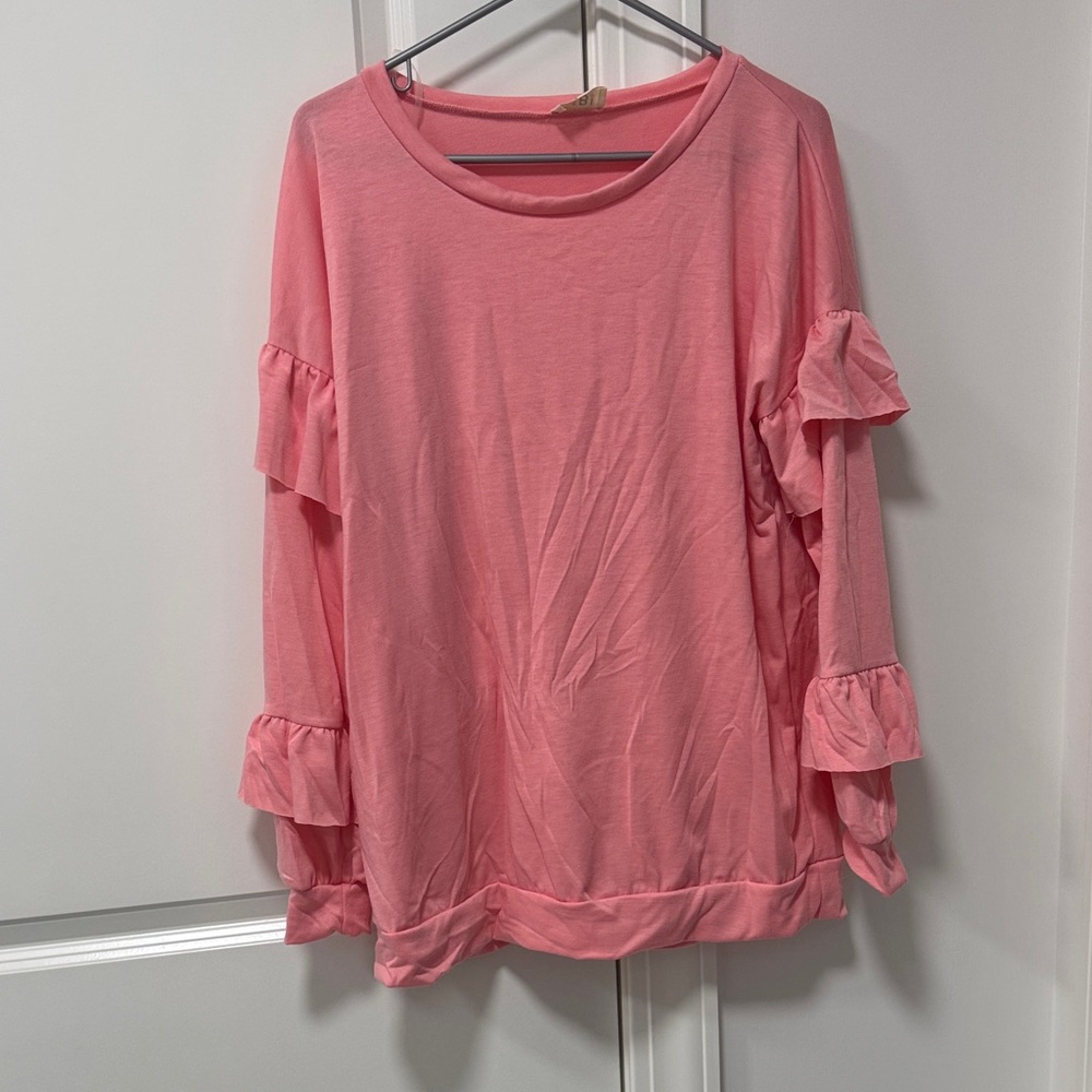 Pink Ruffle Sleeve Top